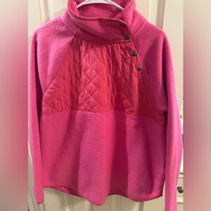 J Crew Pink Quilted Fleece Pullover! Size L